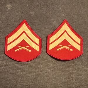 USMC Corporal Red And Gold Rank Patches